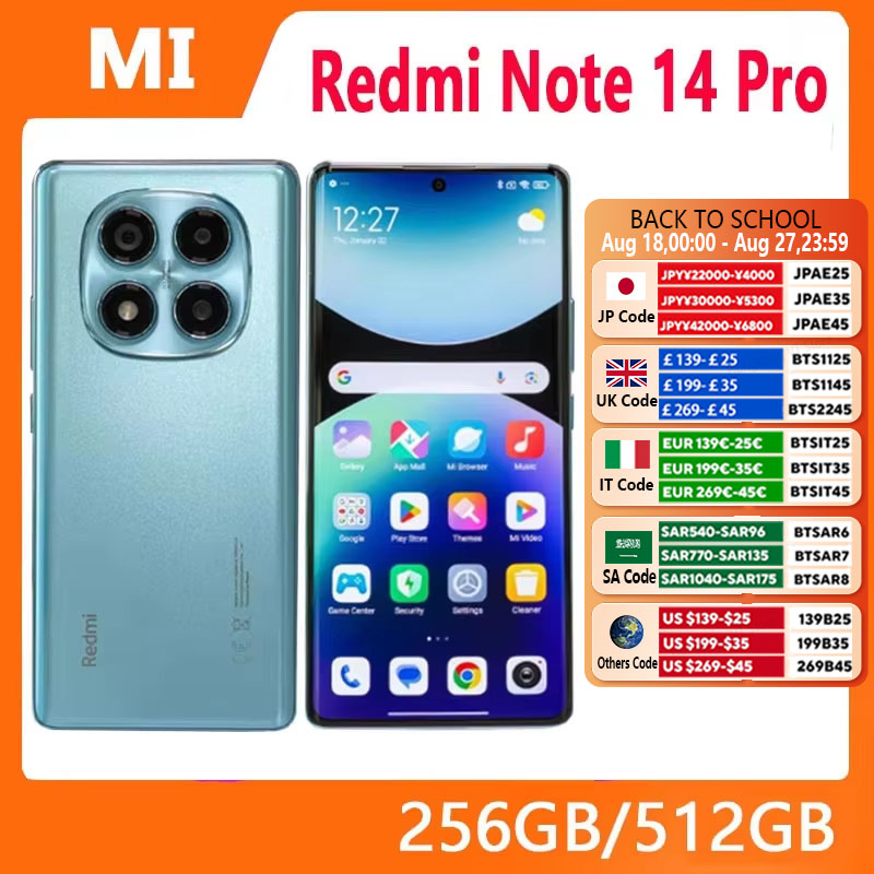 Nueva versión Global Xiaomi Redmi Note 14 Pro 4G Smartphone 256GB/512GB ROM 200MP Cámara 45W Carga MediaTek Helio G100-Ultra