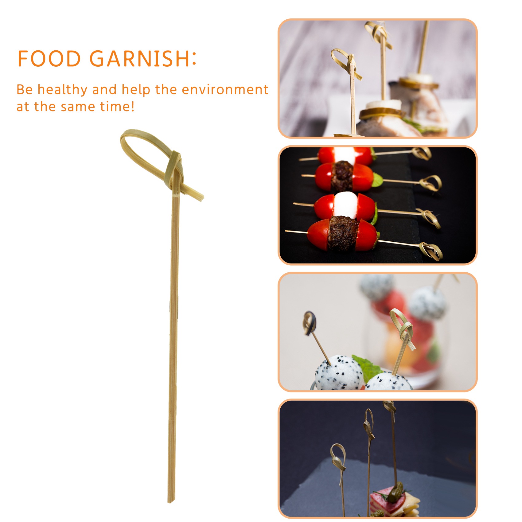 Mais novo pacote de 300 palitos de coquetel de bambu palitos de dente de coquetel espetos de bambu palitos para aperitivos 4 Polegada