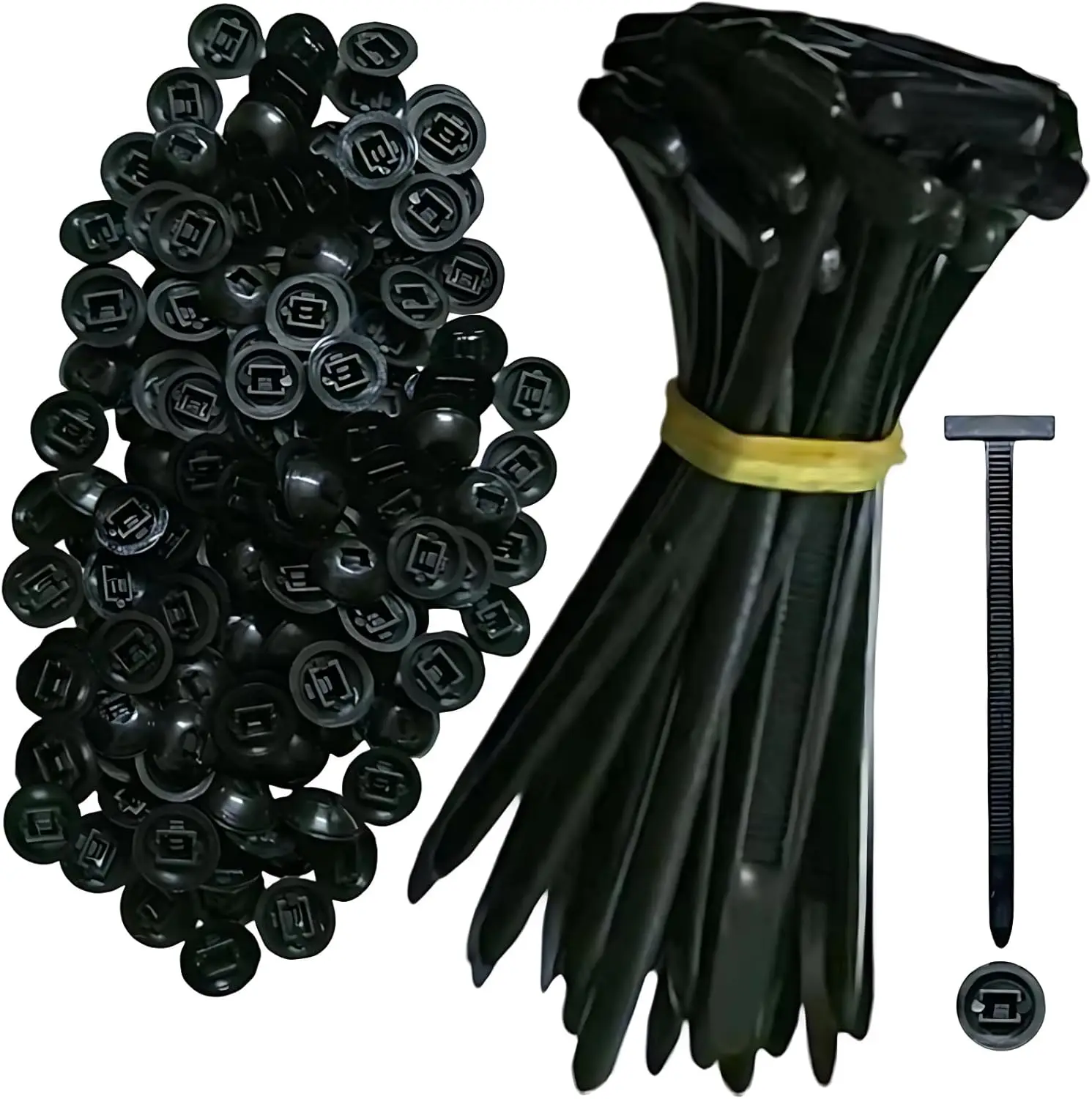 Hebilla de brida para cables Universal de nailon, soporte de bridas con cremallera resistente con diseño de Pin y botón, bridas para cables de plástico, herramientas, sujetadores para carrocería de coche