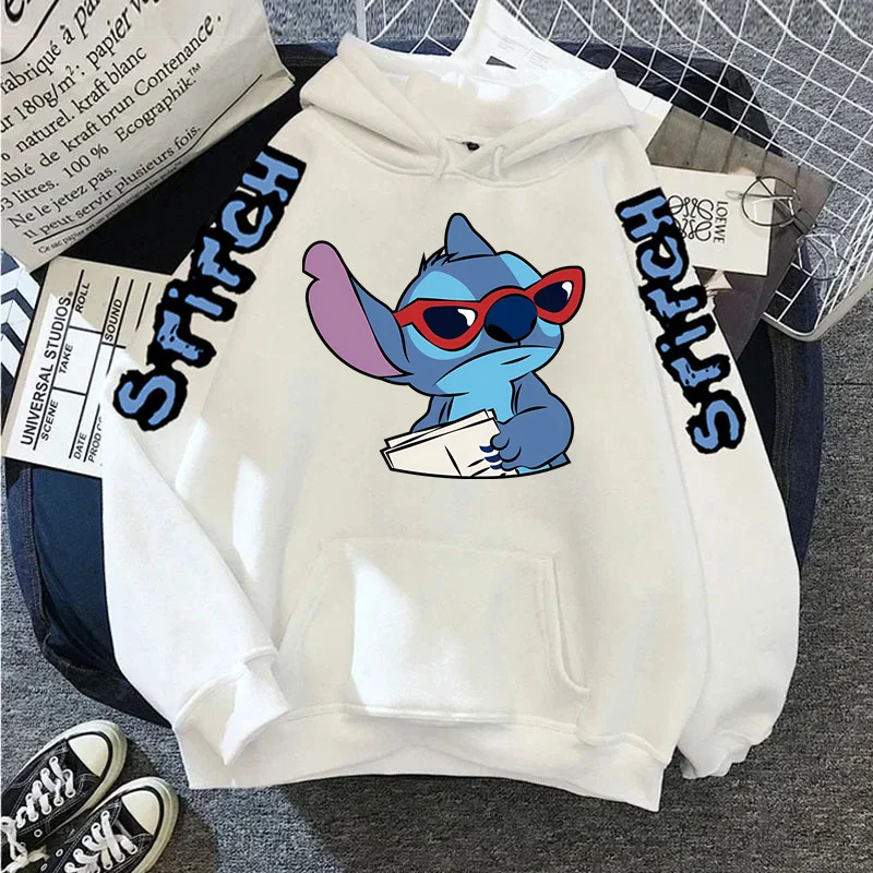 Disney lilo stitch outono feminino moletom com capuz de manga comprida roupas femininas y2k casual moletom com capuz
