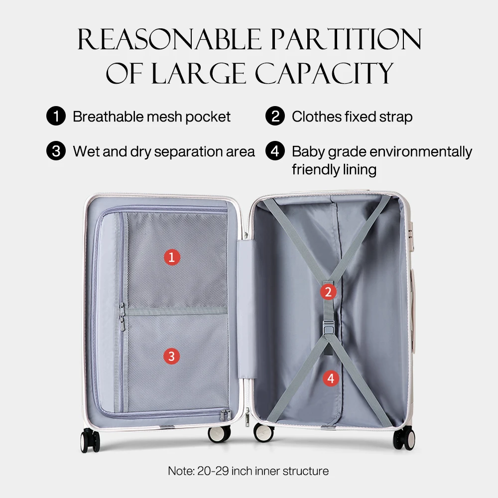 ที่ดีที่สุด Spinner กระเป๋าเดินทาง PC รถเข็นกระเป๋าเดินทาง Rolling Wheel Carry-On Boarding ผู้ชายผู้หญิงกระเป๋าเดินทางการเดินทาง H80002