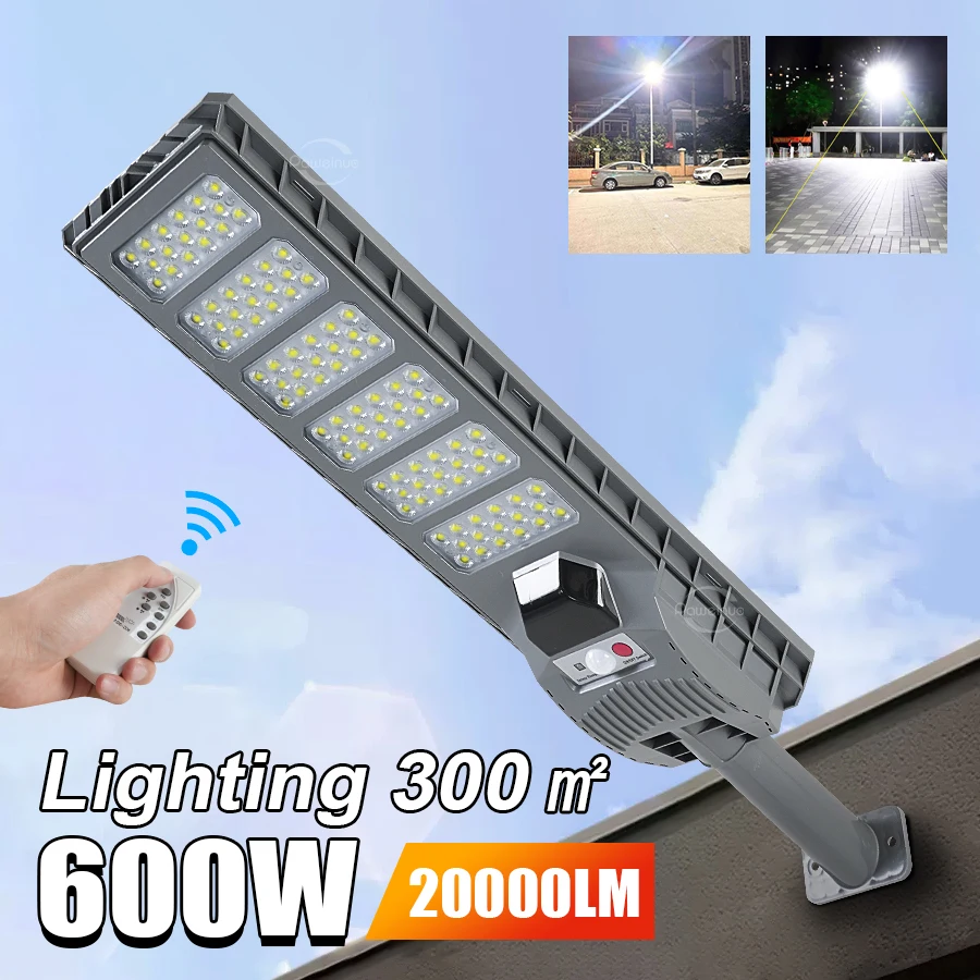 Luces LED solares para exteriores, lámpara Solar externa con Sensor de movimiento para pared, resistente al agua, luz de calle y jardín, 600W, novedad de 2024
