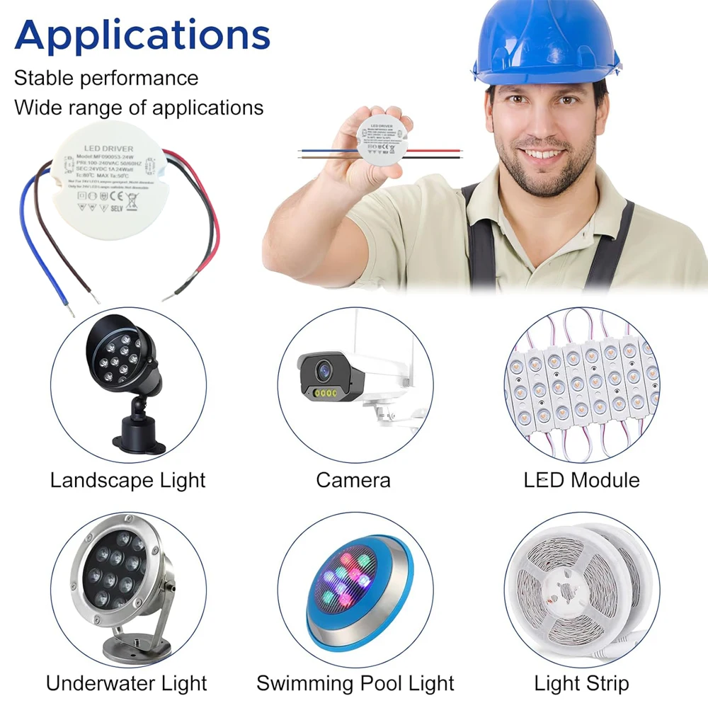 24W 30W 36W Round LED Driver Ultra Slim LED Power Supply Round LED Transformer AC 110V 220V 230V to DC 12V 24V For LED Lamp