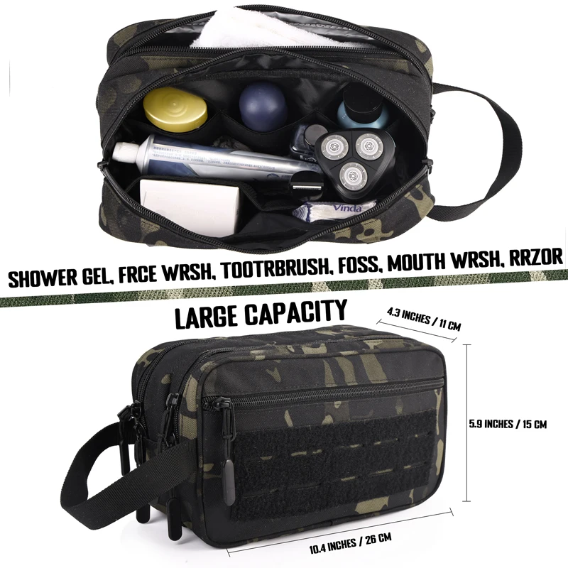 Tactical Toiletry Bag Hygiene Outdoor Waterproof Travel Shower Tool Molle Pouch Mens Shaving Kit Makeup Cosmetic Bag