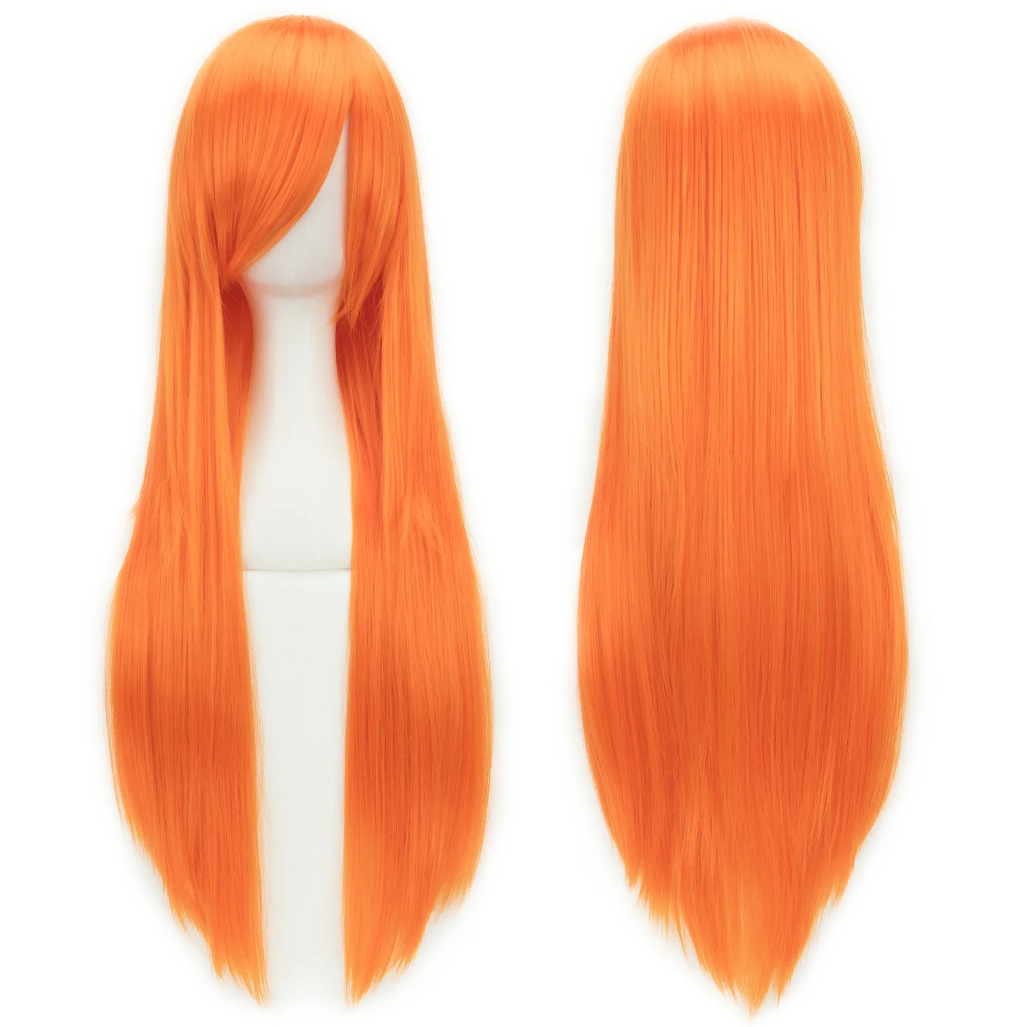 80 センチメートルロングストレートナチュラルヘアコスプレウィッグ前髪付きブラックハロウィン仮装パーティーウィッグ女の子のための