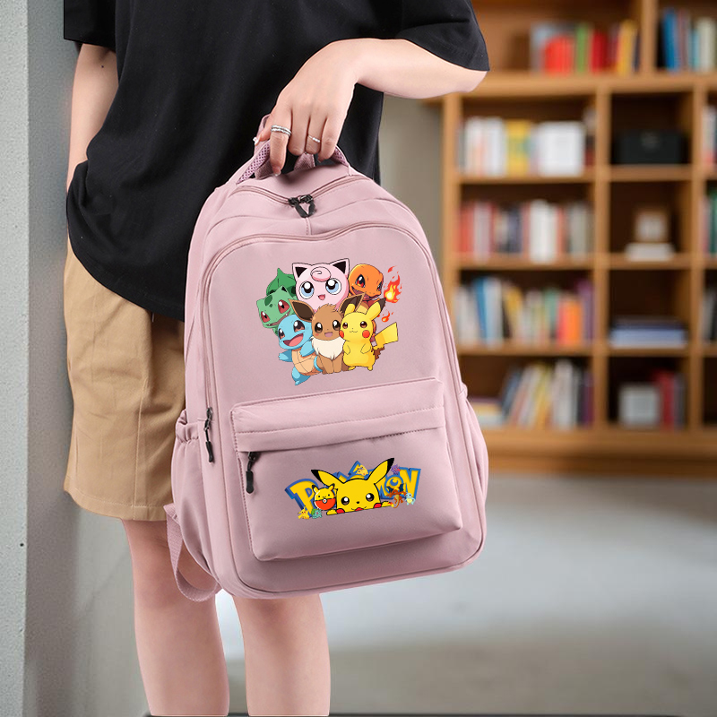 Pikachu Print Backpack, Lightweight with Adjustable Straps, Spacious Compartments for Back to School and Daily Commute Use