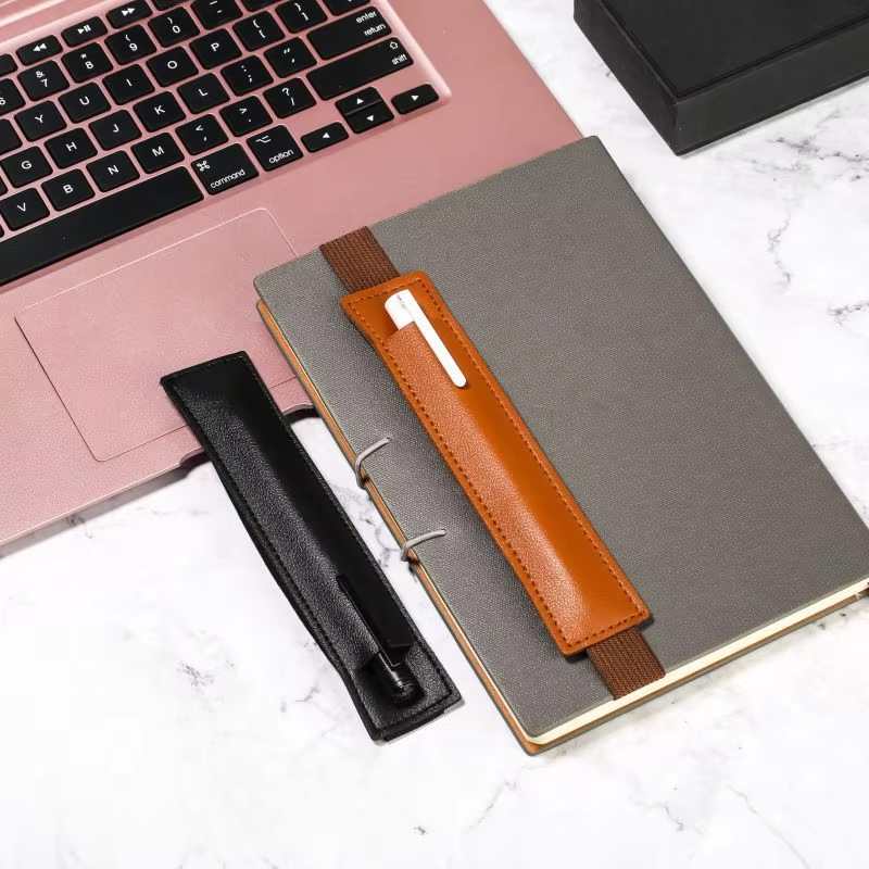 1pc Leather Adjustable Elastic Band Pen Holder, Pen Pouch For Planner, Pen Holder For Notebook, Notebook Pen Holder