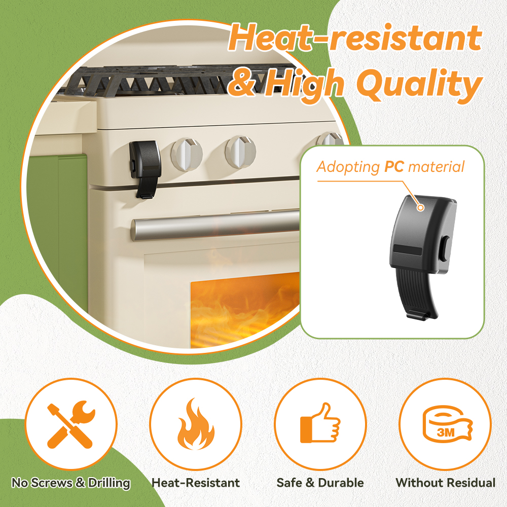 SAFELON 1 パックアップデートベビー安全オーブンドアロック、キッチン安全オーブンドアロック、赤ちゃんと幼児用チャイルドプルーフロック