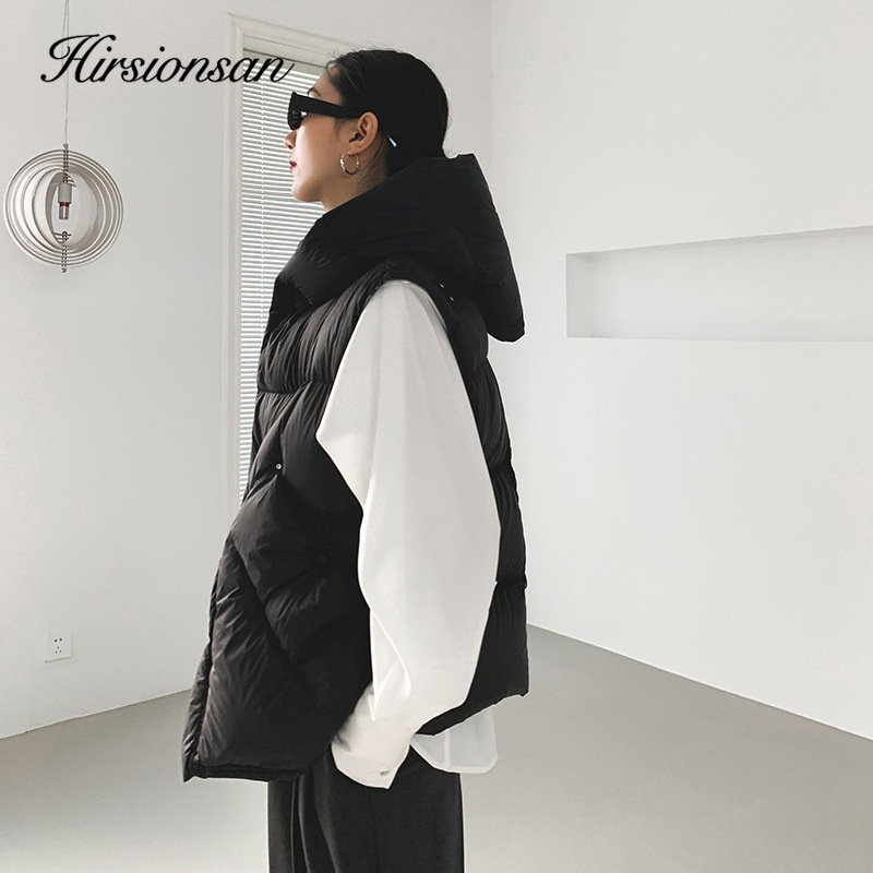 Hirsionsan-女性の白いダックダウンベスト,秋冬,韓国スタイル,シングル,すべてにマッチ,柔らかい服,暖かいベスト,2023