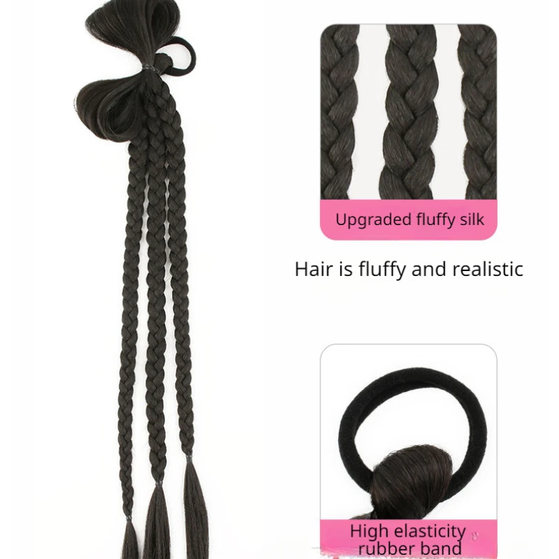 Extensiones de cabello liso para mujer, coleta trenzada de boxeo largo, postizos sintéticos suaves y naturales, uso diario