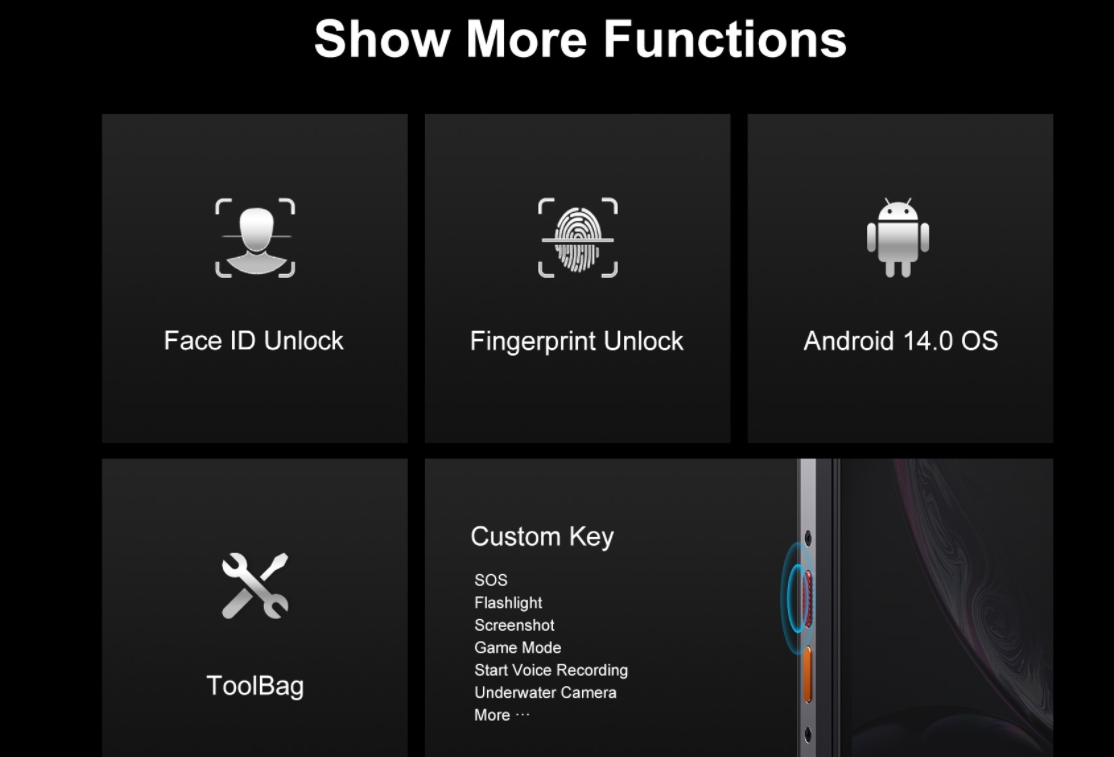 Fossibot F106 PRO 4G Telefone robusto MT6769CZ CPU 6,58 "120 Hz Display 12000mAh Bateria com luz de acampamento Smartphone à prova tripla
