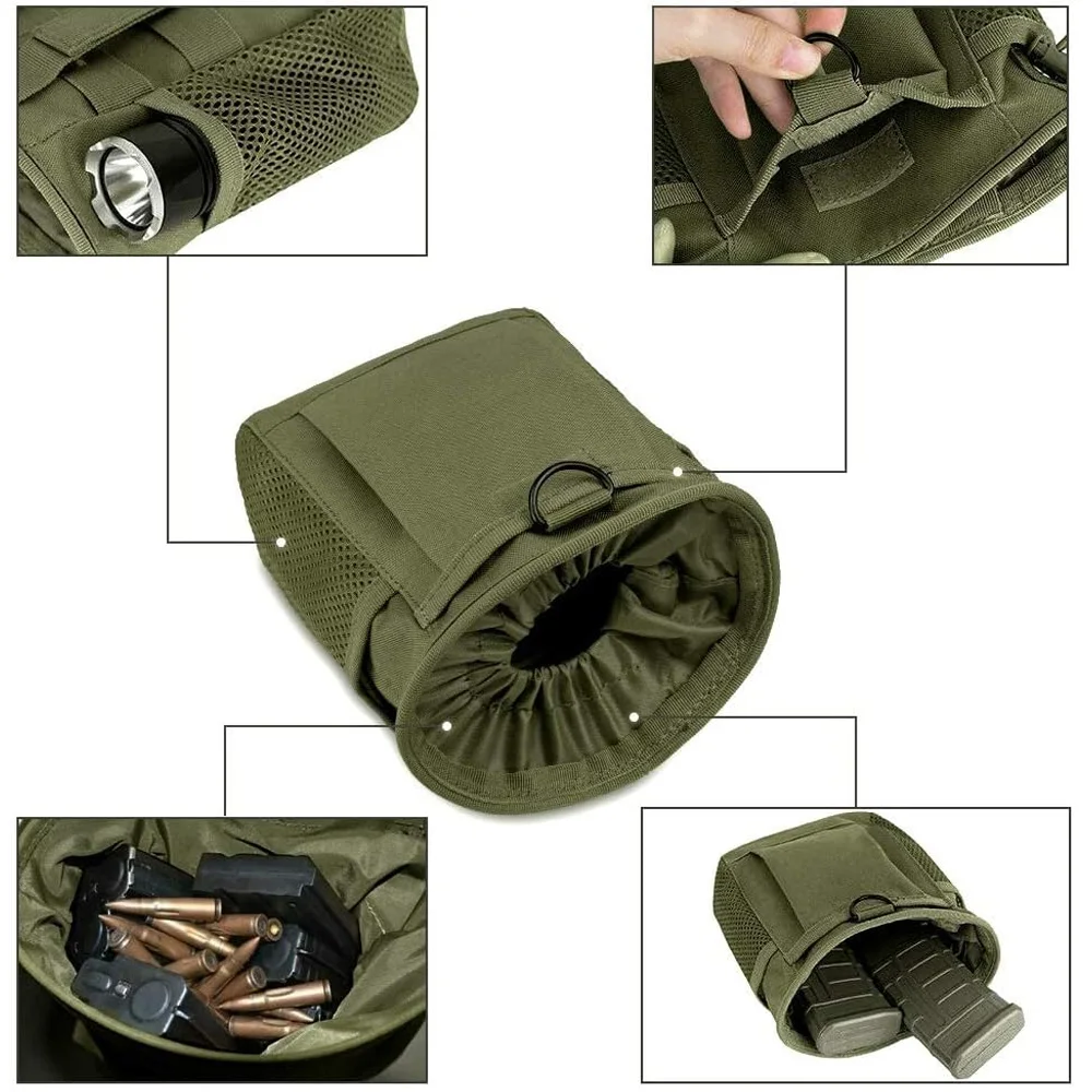 Molle 덤프 파우치, 사냥 잡지 복구 파우치 Drastring 탄약 가방 벨트 허리 화니 팩 조절 가능한 홀스터 백