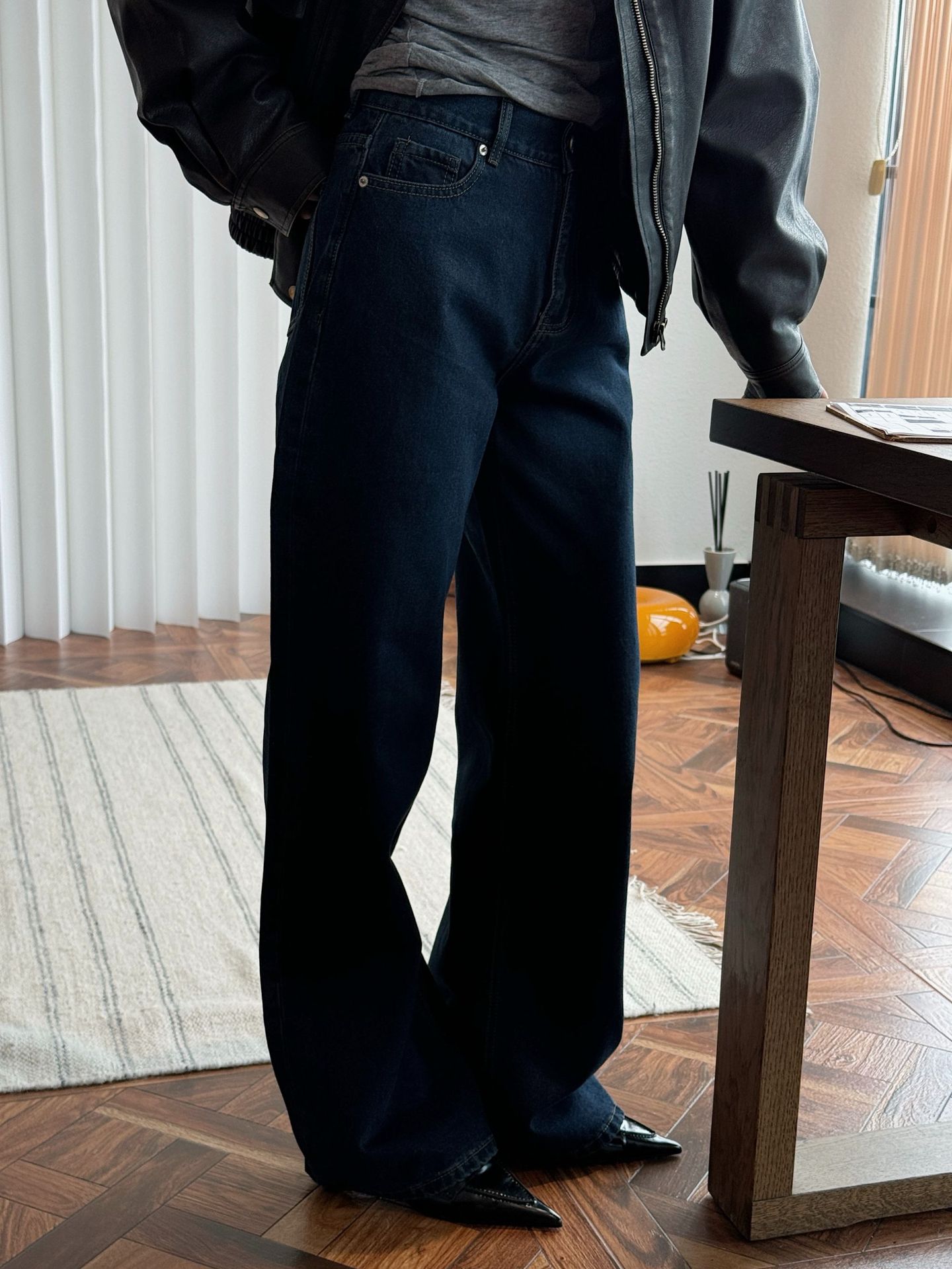 Pantalones vaqueros sueltos de cintura alta para mujer, Color sólido, informal, Otoño e Invierno