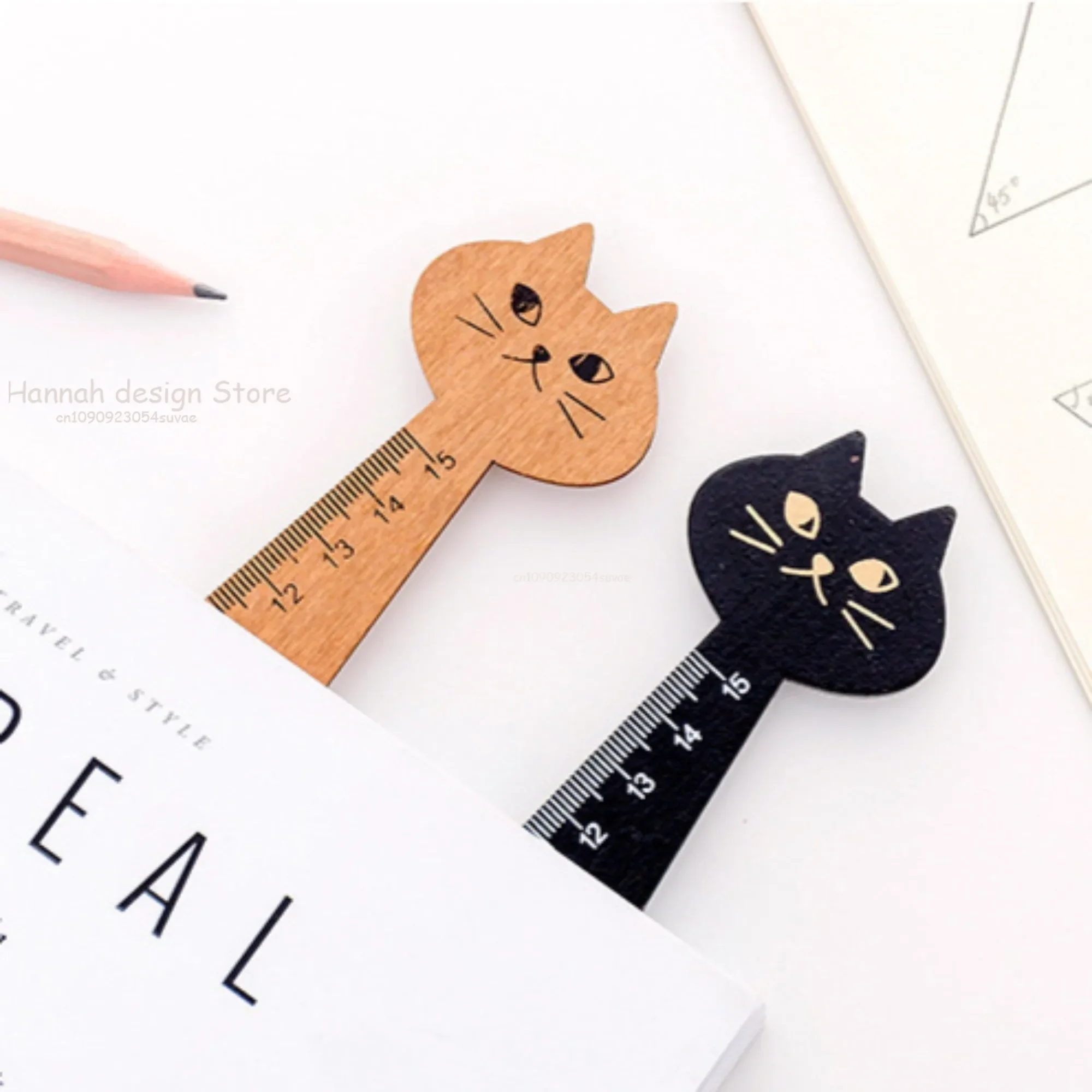 Righello in legno Accessori stile coreano Materiale scolastico Strumento di misurazione Disegno Regalo Cancelleria Righello per ragazze Ragazzi Bambini Bambini