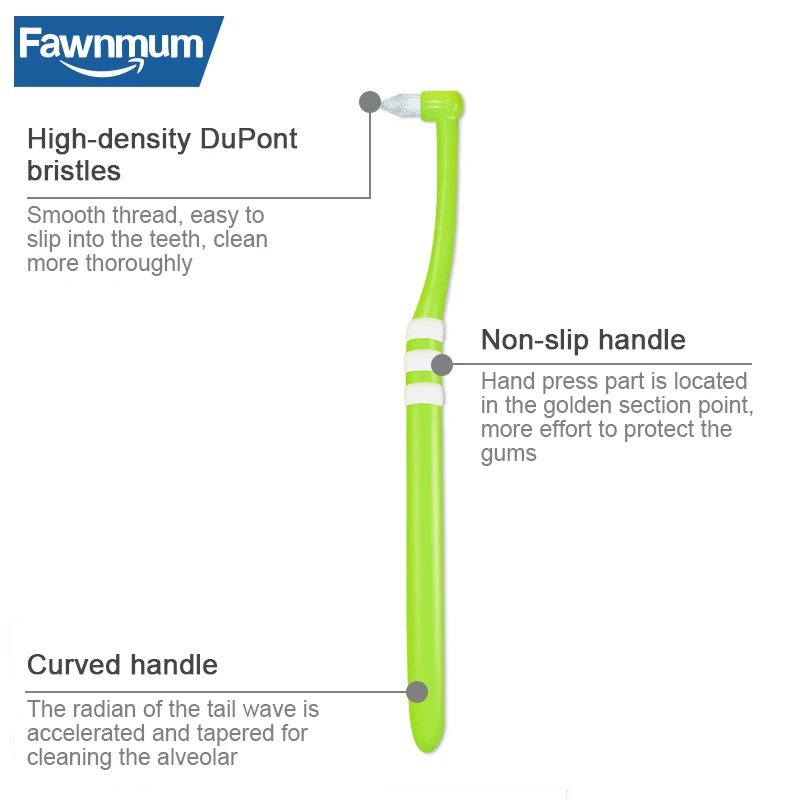 1Pcs Fawnmum Orthodontic Toothbrush Pointed and Flat Head Soft Hair Correction Clean Teeth Gap Floss Oral Hygiene Teeth Braces