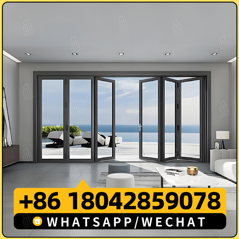 Porta deslizante dobrável em PVC de camada dupla de 6 mm