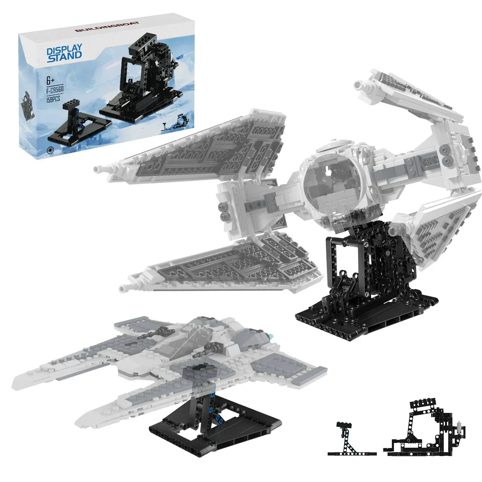BuildMOC X-Wing ขาตั้งจอแสดงผลชุดสําหรับ 75102 75149 75218 Building Blocks Space Movieใช้งานร่วมกับวงเล็บอิฐชุดของเล่นเด็ก