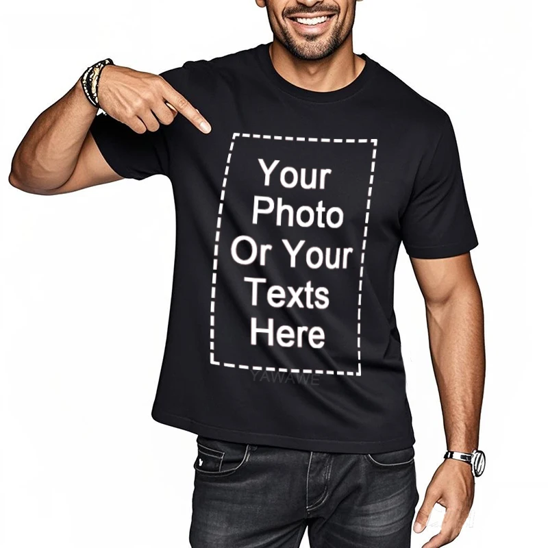 Camisetas de algodón personalizadas con texto del logotipo de Make Your Design Here para hombres y mujeres, camiseta personalizada, regalos de verano