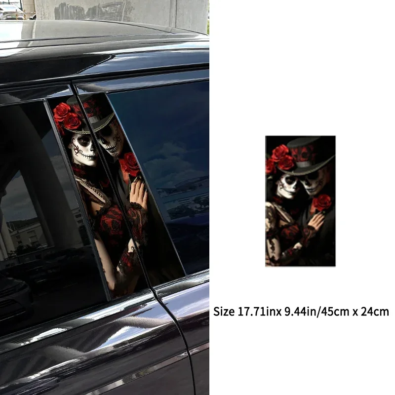 1PC Gothic Skeleton Paar Auto Aufkleber Wasserdichte Auto B Säule Halloween Decor Abdeckung Scratch DIY Auto Türen Säule Schädel abziehbilder