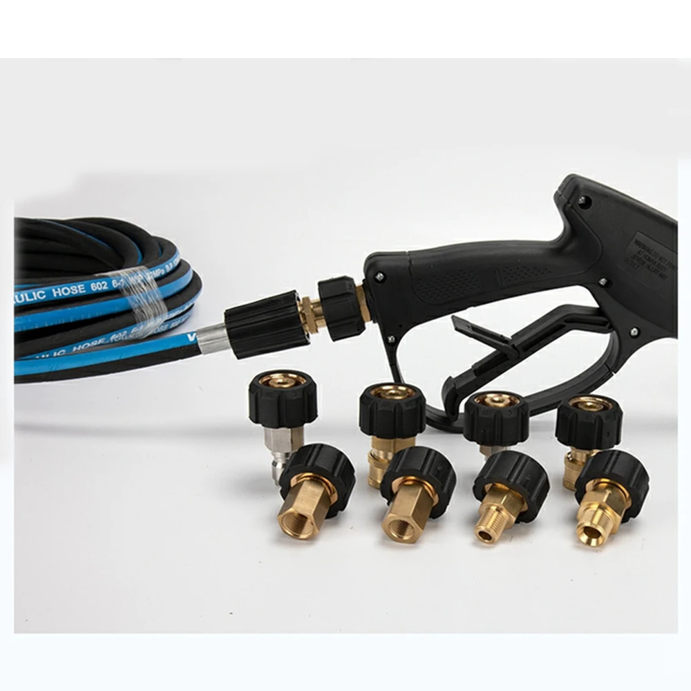 M22 14 to 3/8 and 1/4 Inch High Pressure Washer Converter Internal and External Threads Connect To High Pressure Hose Water Gun