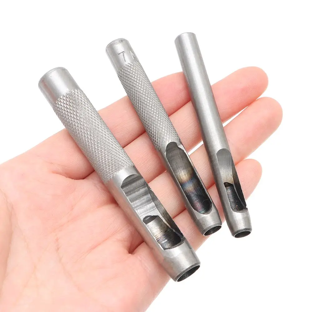 เครื่องเจาะรูหนังทรงกลมทำจากเหล็กคาร์บอนเครื่องมือเจาะ DIY สำหรับตัดเข็มขัดเครื่องเจาะสายนาฬิกายาง