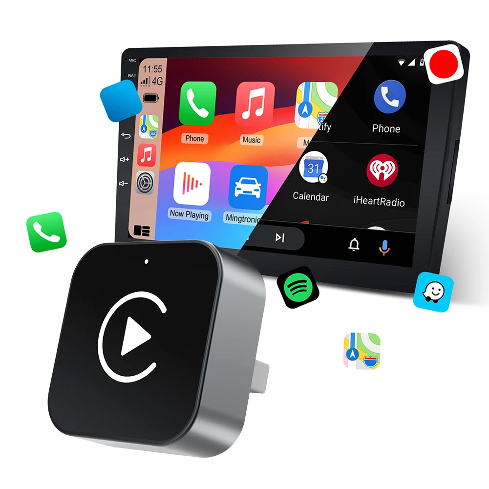 2 in 1 Wireless CarPlay Android Auto Adapter Plug & Play Convert Wired to Wireless Dongle for Factory Wired CarPlay Wired Cars