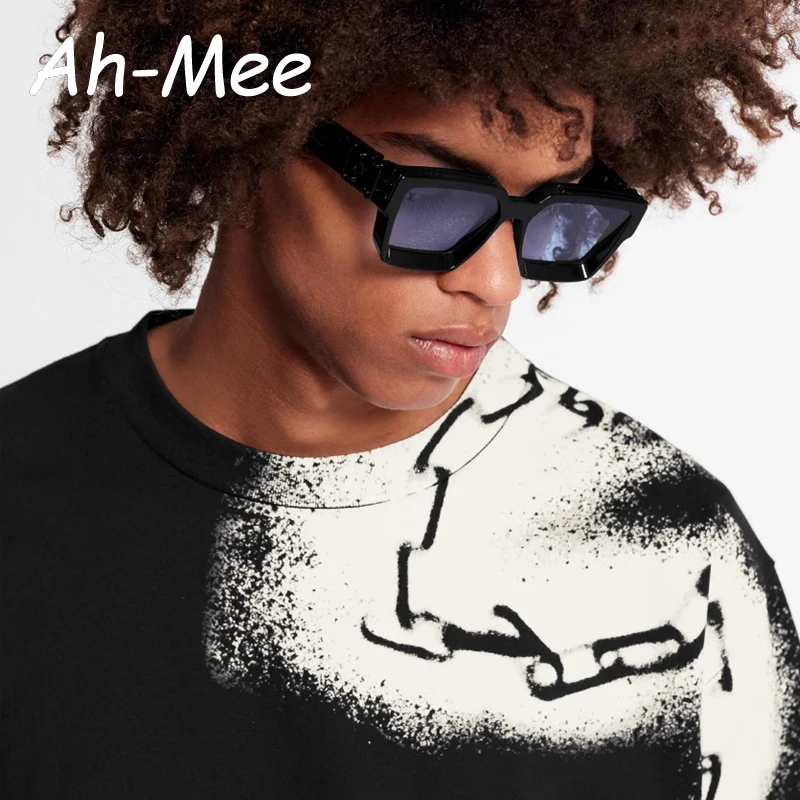 Nueva marca de gafas de sol rectangulares para mujer y hombre, gafas de sol cuadradas Retro negras, gafas Punk de moda para hombre UV400