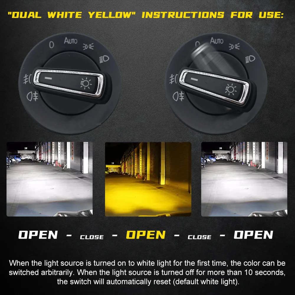 BMTxms 2 pièces blanc jaune Switchback double couleur H8 H11 9006 HB4 9005 HB3 9145 H10 LED antibrouillard diurne conduite lampe DRL