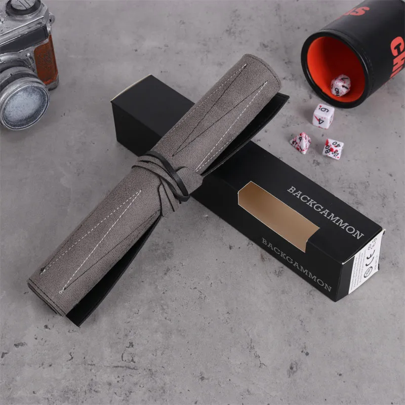Roll-Up Backgammon-Sets, tragbares Reise-Brettspielset für Erwachsene und Kinder, faltbares klassisches Schachbrett aus PU-Leder, aufrollbar