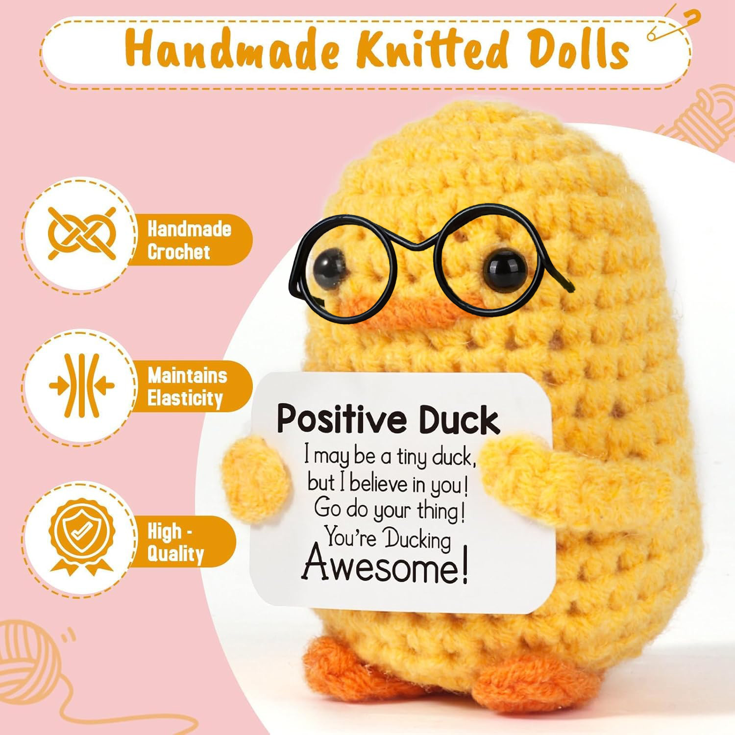 Positive Energy Crochet Doll Pocket Hug Handmade Knitted Plush Potato Plant Avocado Bee Turtle Duck Funny Emotional Support Gift