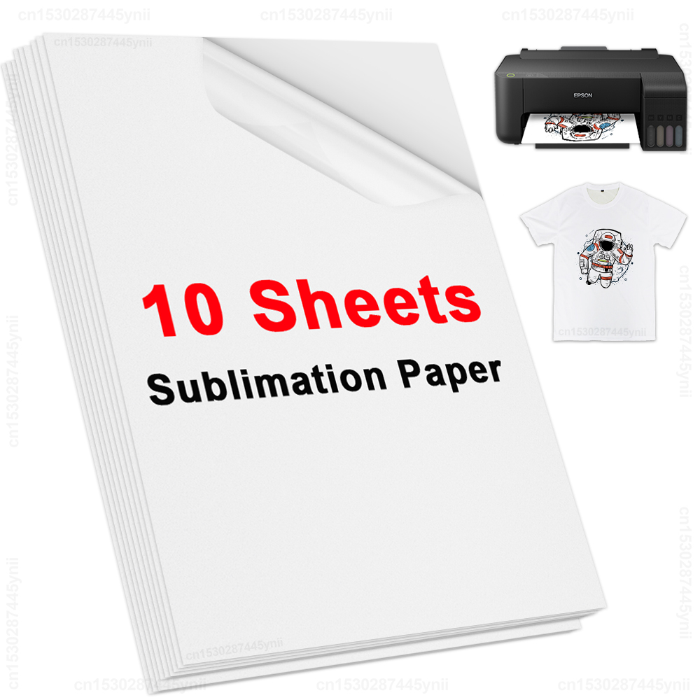 10 Blatt a4 Sublimation Wärme übertragung Papier Druck Eisen auf Stoff Kleidung T-Shirt für Tinten strahl drucker Polyester Baumwolle Handy hülle