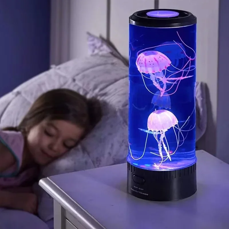 Lampa meduzowa LED 7 kolorów nastroju zmieniająca kolor LED akwarium oceaniczne lampka nocna dekoracja biurka do sypialni światło prezent urodzinowy dla dzieci
