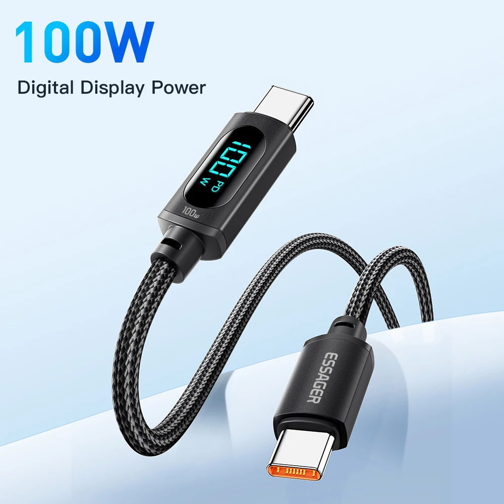 Essager Cavo da Tipo C a Tipo C Caricatore di Ricarica Veloce PD da 100 W Cavo Display da USB C a USB C per Xiaomi POCO F3 Realme MacBook iPad
