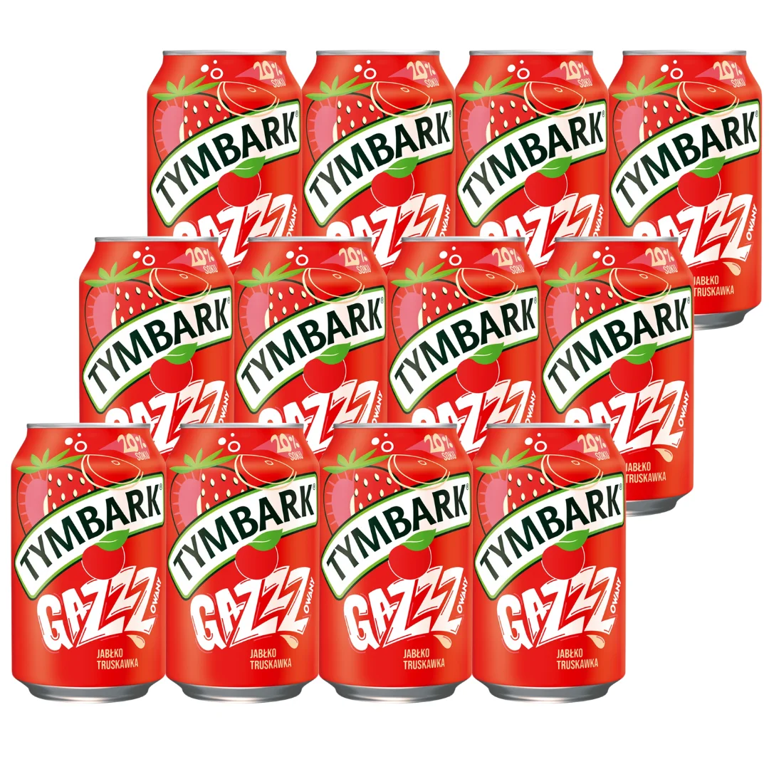 Tymbark Gazzzowany Napój gazowany jabłko truskawka 330 ml x 12 sztuk