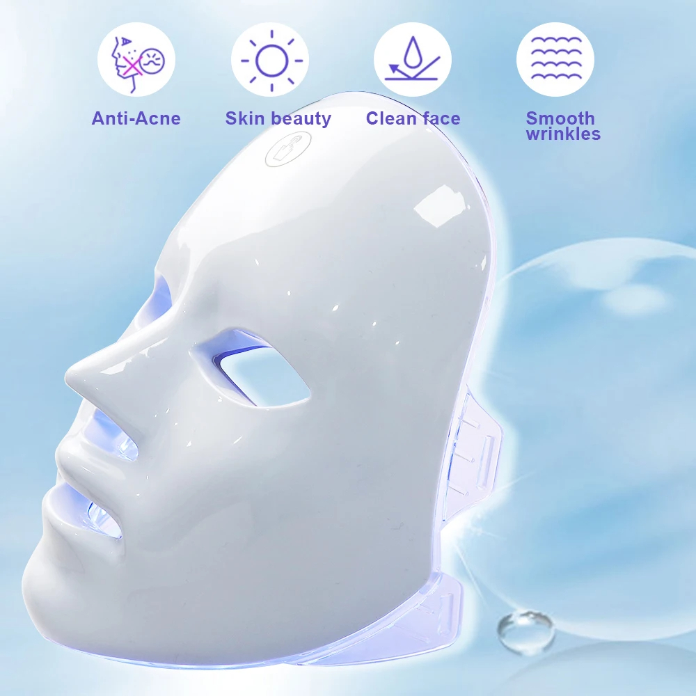 7 colori LED maschera facciale fotonica terapia viso maschera per la cura della pelle terapia antiacne ringiovanimento della pelle rimozione delle rughe maschera di bellezza del viso