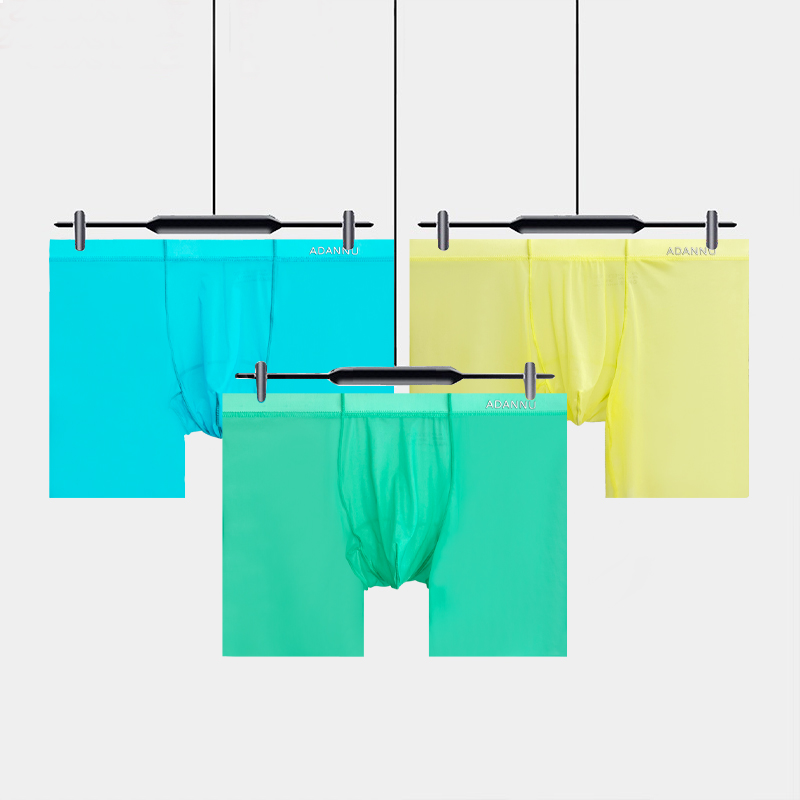 1/3PCS ADANNU Eis Seide Transparent Boxer Für Männer Durchsichtig Männliche Unterhose Nahtlose Unterwäsche Ultra-dünne Boxer shorts