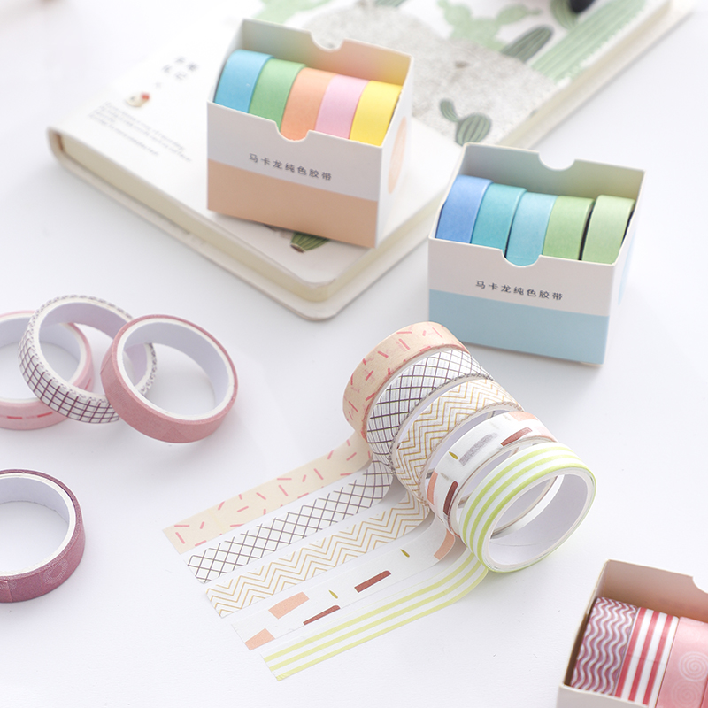 카드 애호가 5 롤 기본 시리즈 저널 다채로운 Washi 테이프 스크랩북 Morandi 컬러 마스킹 테이프 저널링 재료
