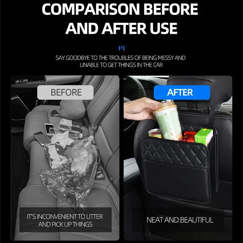 Multi-function Car Seat Back Leather Storage Bag Phone Holder Large Capacity Storage Hanging Bag for Most Car Model Car Interior