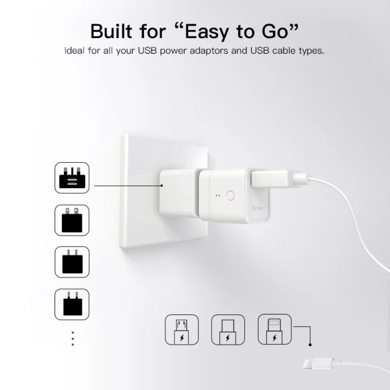 SONOFF-Adaptador USB Micro 5V, enchufe Wifi, enchufe de carga de sincronización inteligente, Control por aplicación EWelink, funciona con el asistente de hogar Alexa y Google Alice