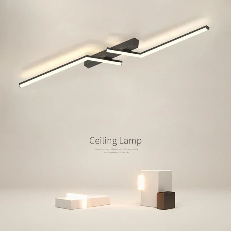 Luz de techo LED moderna, 60/80/100/120CM, lámparas para sala de estar, comedor, dormitorio, linternas, iluminación de techo de líneas simples escandinavas