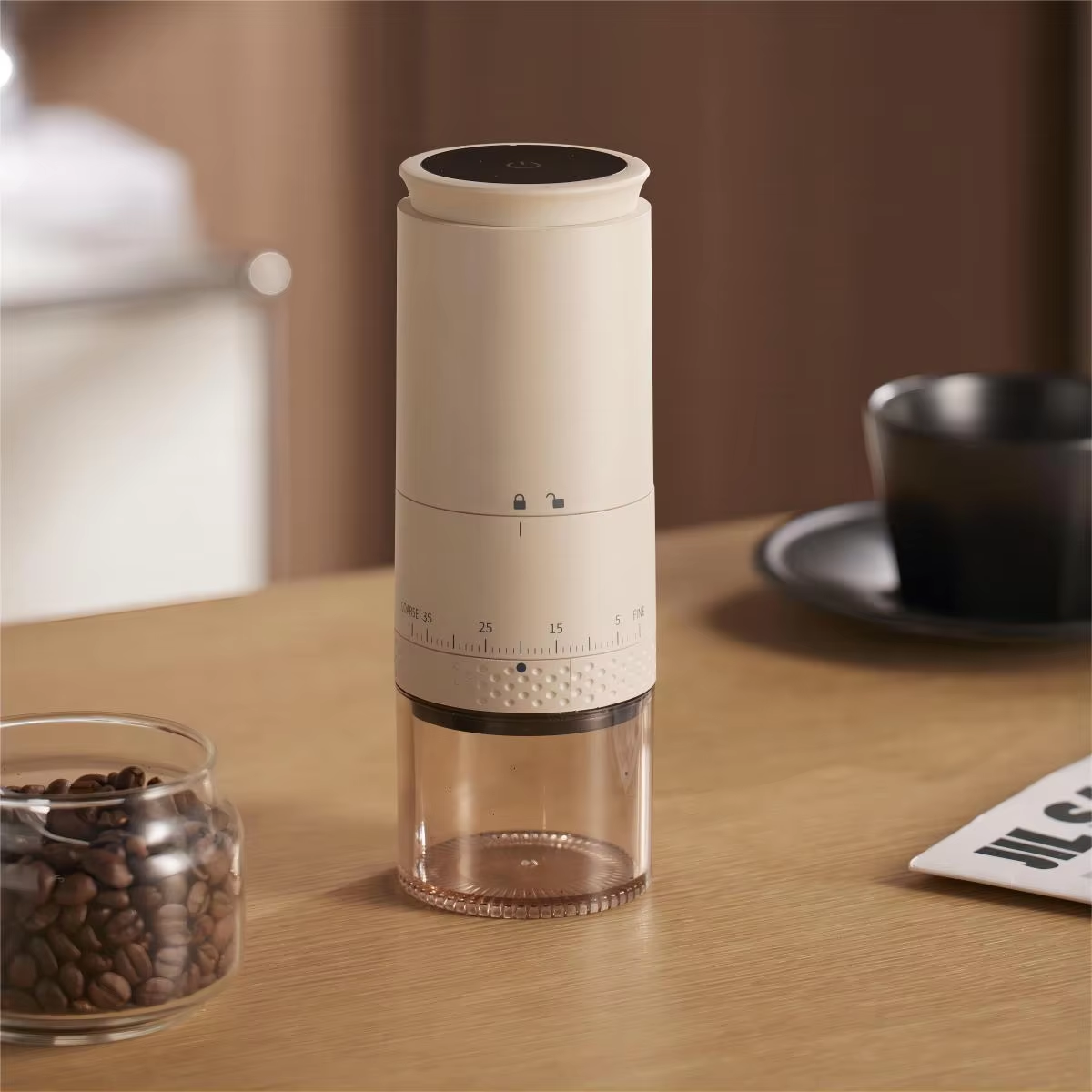 1500mAh Electric Coffee Grinder Externally Adjustable Coffee Burr Grinder Bean Grinding Machine Type-C Charging Coffee Maker