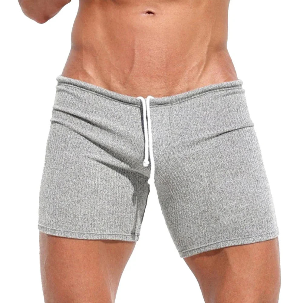 Męskie seksowne sznurkiem prążkowane spodenki do bielizny nocnej Outdoor Sports Jogging odzież sportowa na siłownię krótkie spodnie wakacje Casual Slim męskie spodenki