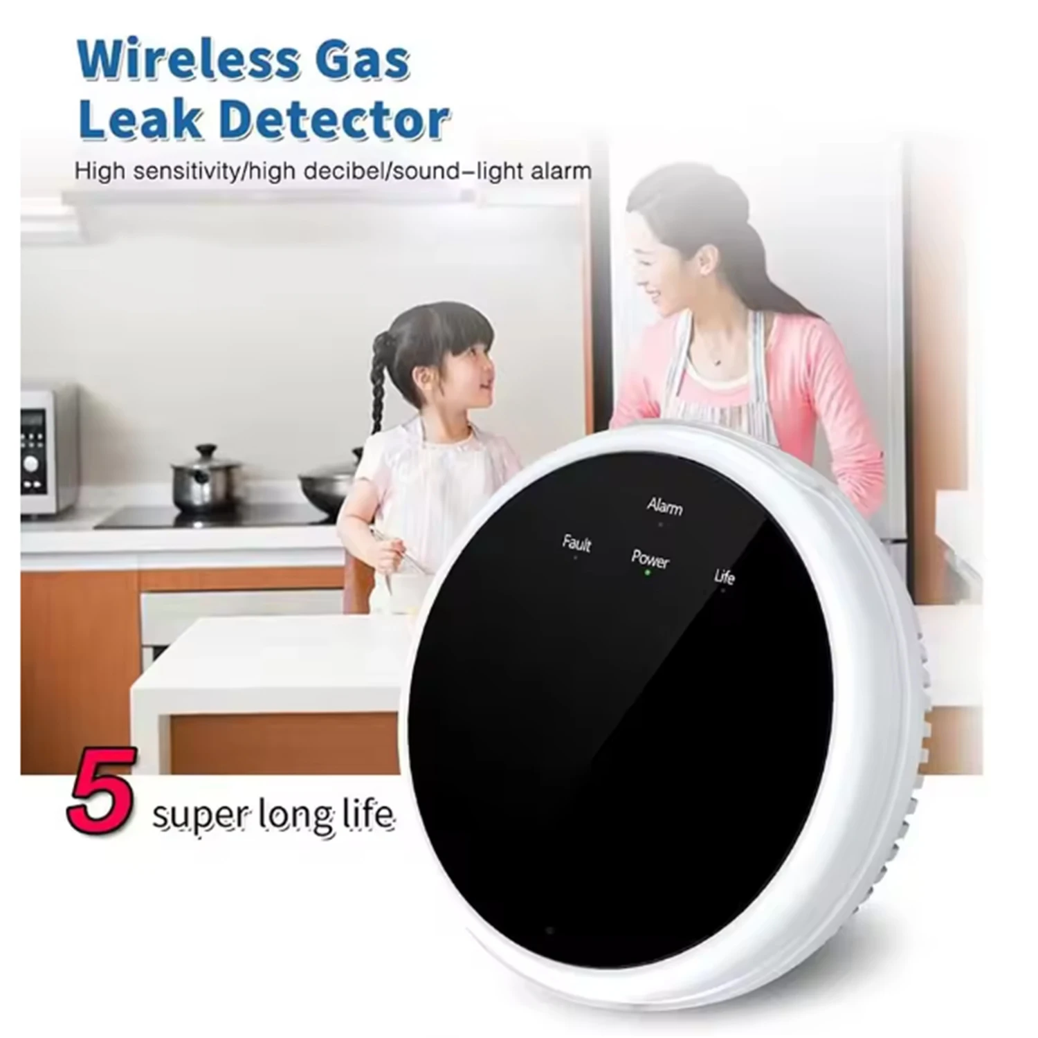 Detector inteligente de vazamento de gás natural, wi-fi, controle por aplicativo, digital, led, alarme de gás combustível, alta sensibilidade, plugue ue