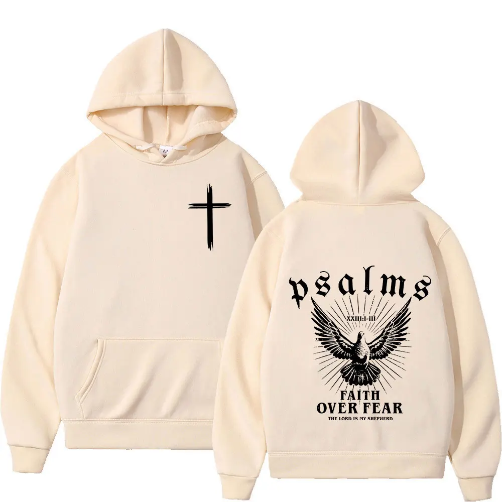 Christian Jesus Faith Over Fear Bible Verse Bluzy Męskie Damskie Wysokiej Jakości Bluzy Moda Vintage Pullovers Streetwear