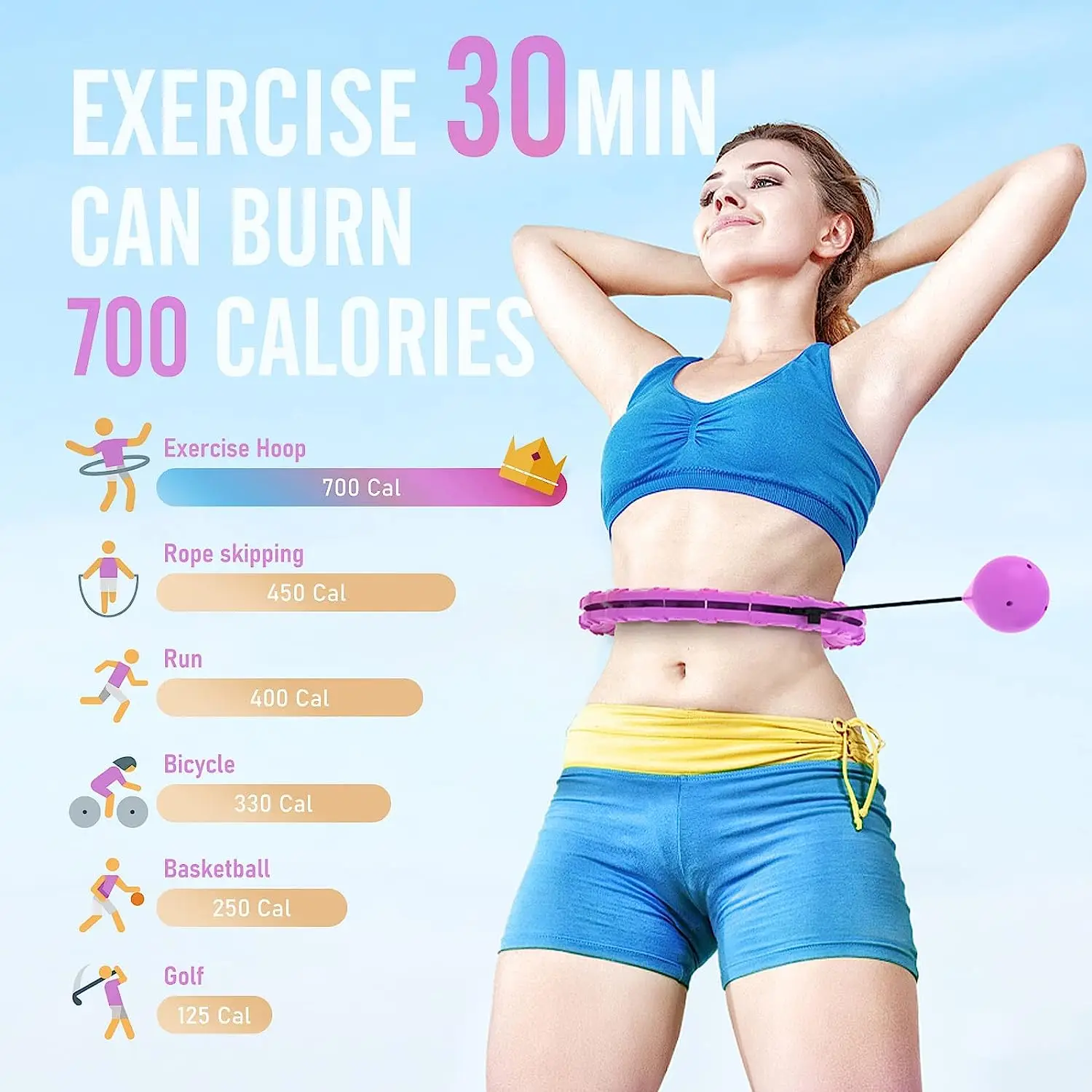 Cerchio sportivo intelligente Cerchi per esercizi ponderati per adulti Design facile staccabile con peso regolabile, attrezzatura da palestra fitness per casa