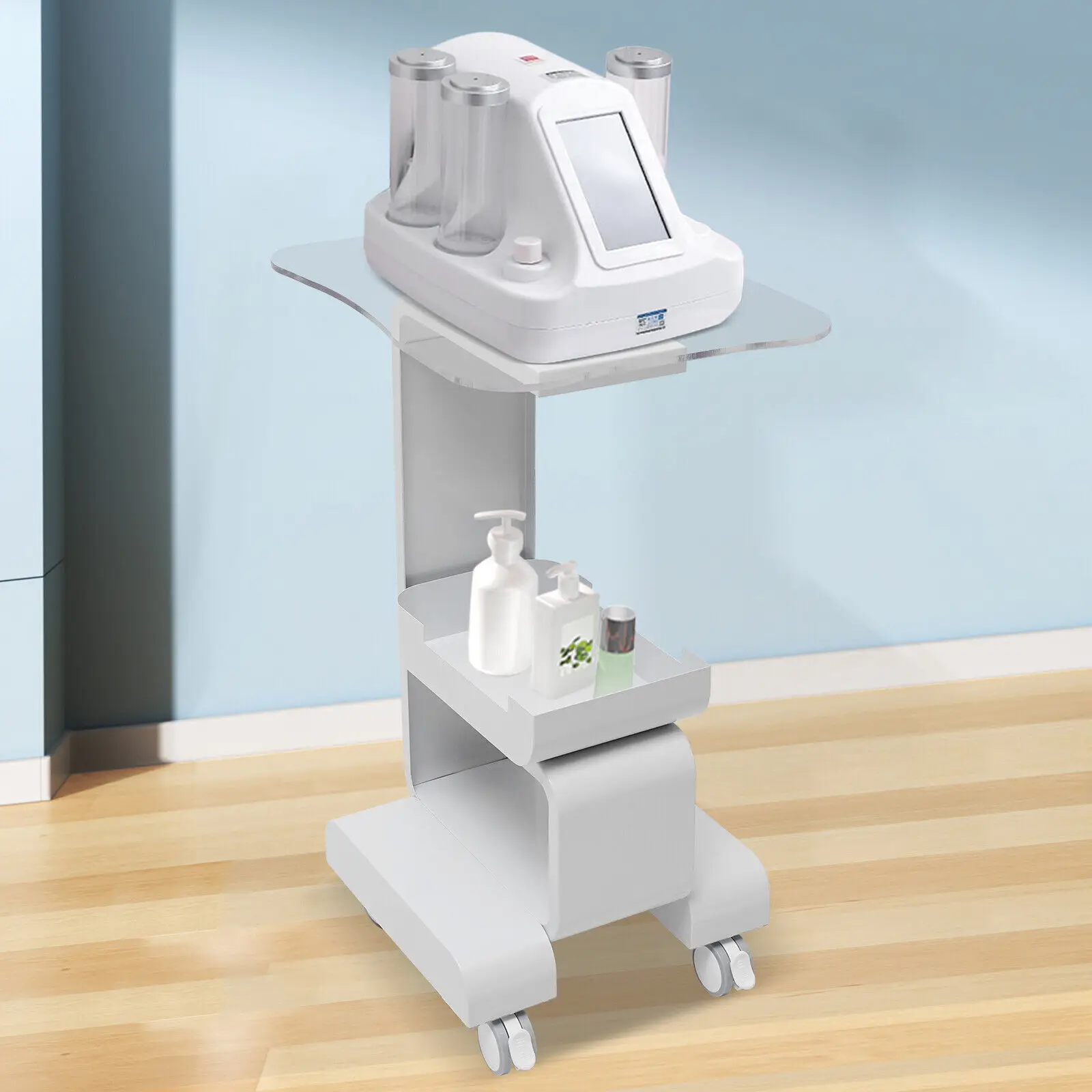 Kosmetikwagen Arbeitswagen Salon Desktop Beauty Wheelcart Ausrüstung mit Glasscheibe