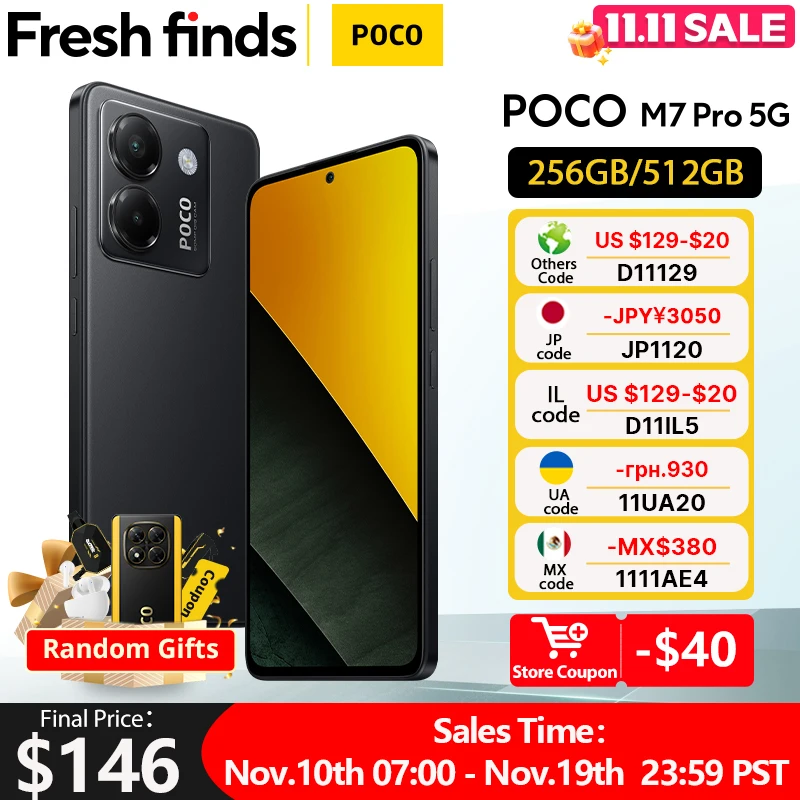 【Marca +】 El más nuevo POCO M7 Pro 5G Versión Global Dimensity 7025-Ultra 120Hz FHD + Pantalla AMOLED para el cuidado de los ojos Batería de 5110mAh NFC