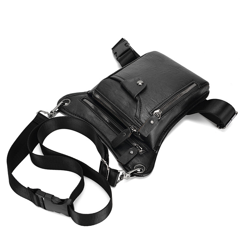 Vintage Men เอว Fanny Pack วางขา Cross Body ไหล่กระเป๋าสําหรับรถจักรยานยนต์ PU หนังชาย Messenger สะโพกเข็มขัดต้นขากระเป๋า