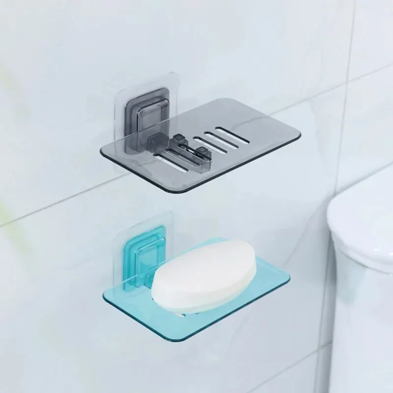 Montado na parede transparente dreno sabão titular, sem pasta soco, chuveiro WC, adequado para caixa de armazenamento de plástico, 1pc
