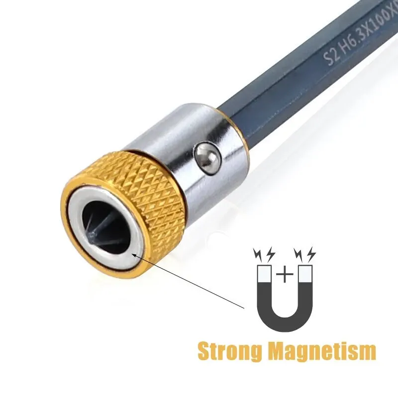 3PC Universal 1/4 Batch Head Colored Magnetic Coil Metal Screwdriver Head Positioning Magnetizer Electric Tool Accessory Set